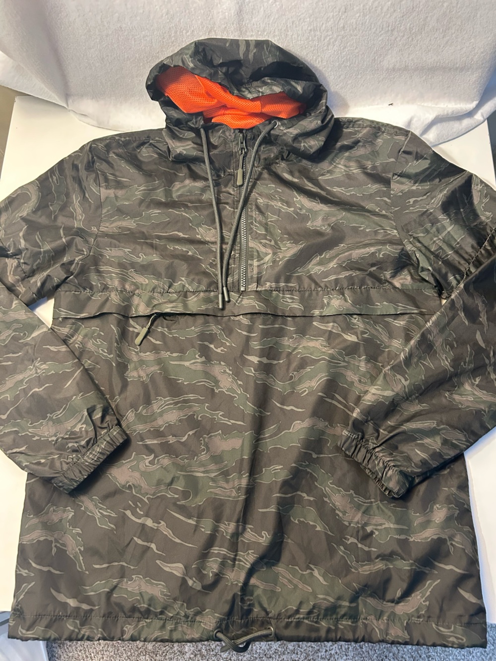 No Boundaries Unisex Olive Green & Black Camouflage Pullover Windbreaker
